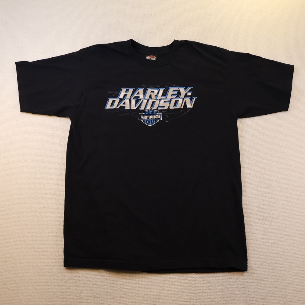 Harley Davidson Mens XL T-Shirt Black Wytheville VA American Flag Graphic Tee